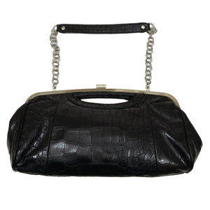 Aphorism Black Faux Crocodile Clutch Bag